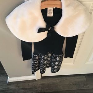 Adorable girls winter sweater dress with shell